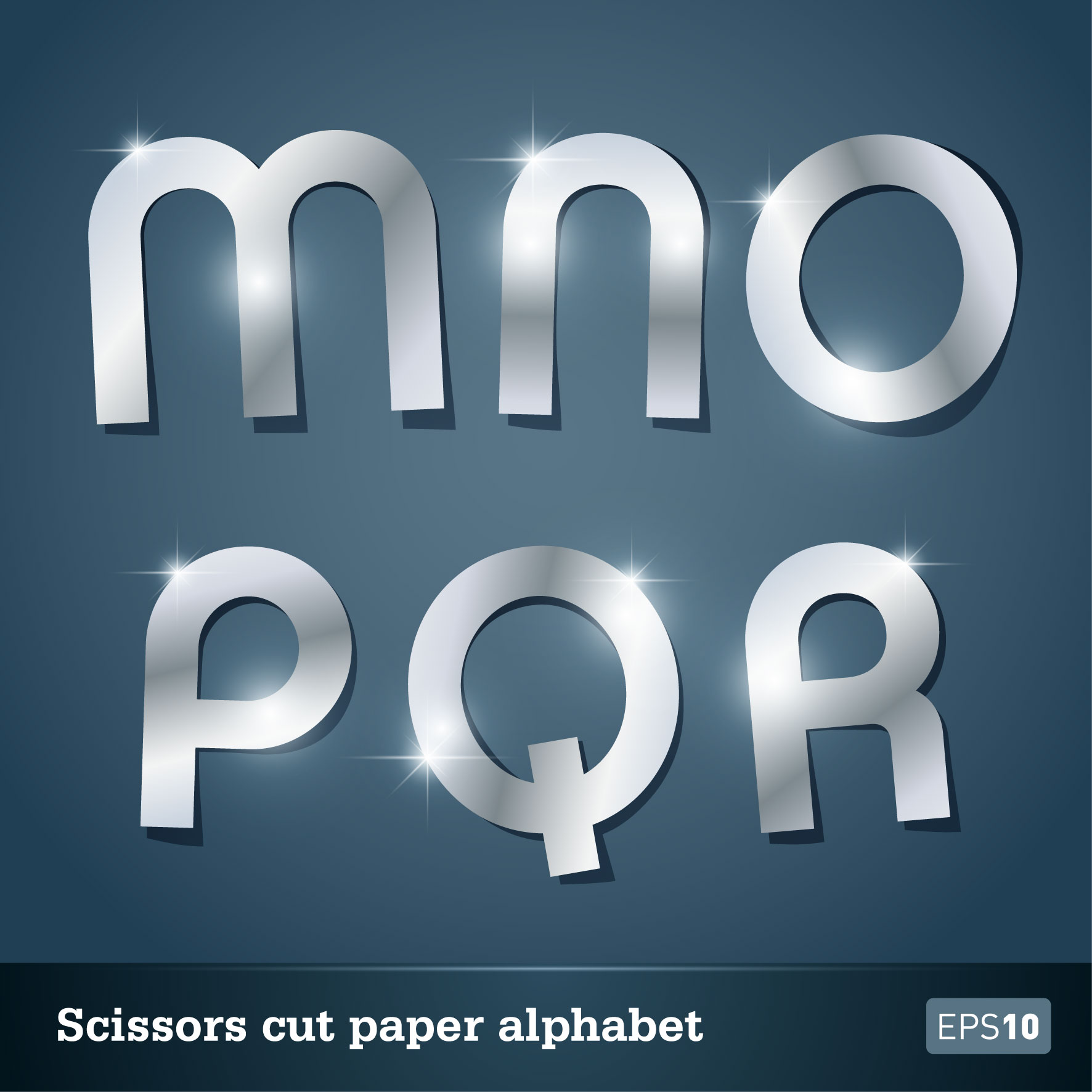 Vector scissors cut paper alphabet set 02