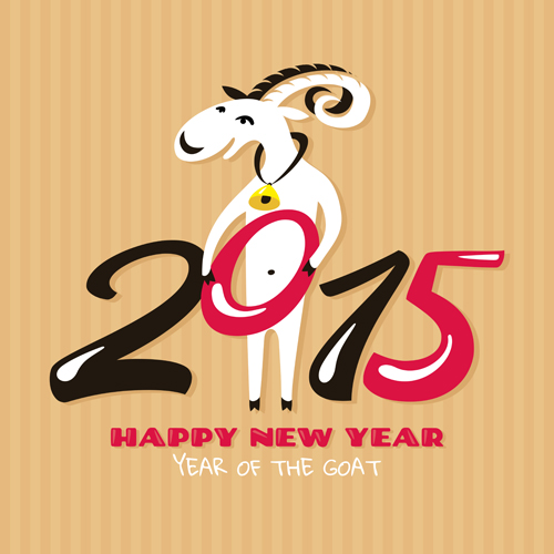 Vector set of 2015 sheep year background material 01