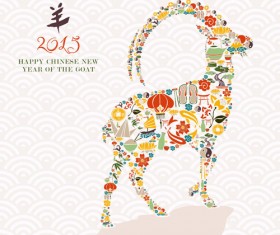 Vector set of 2015 sheep year background material 05
