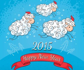 Vector set of 2015 sheep year background material 06
