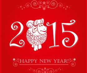 Vector set of 2015 sheep year background material 07