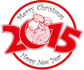 Vector set of 2015 sheep year background material 08