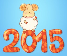 Vector set of 2015 sheep year background material 09
