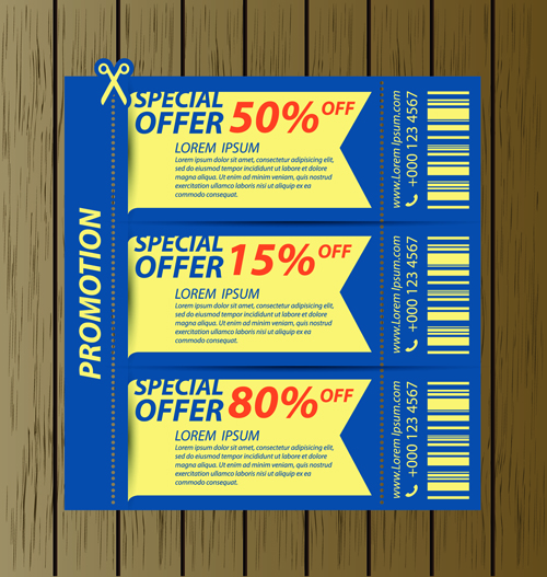 Vector set of coupon offer template 03