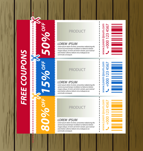 Vector set of coupon offer template 04