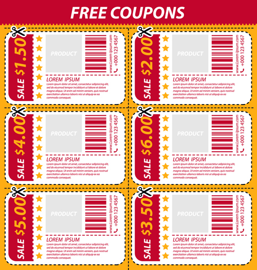 Vector set of coupon offer template 05