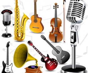 Vector set of musical Instruments graphics 01