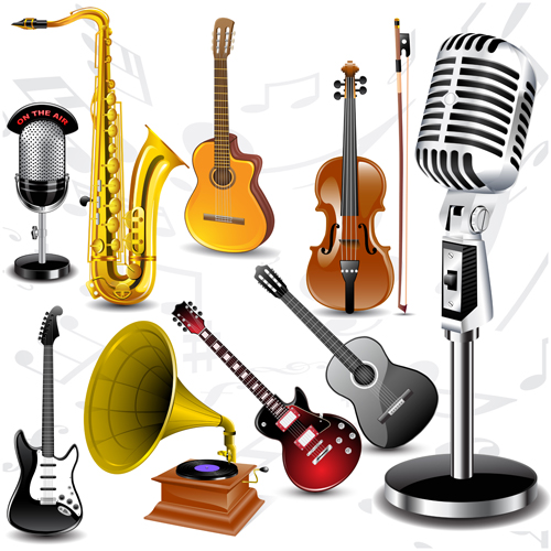 Vector set of musical Instruments graphics 01