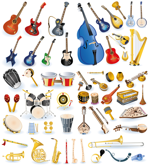 Vector set of musical Instruments graphics 02