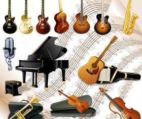 Vector set of musical Instruments graphics 03