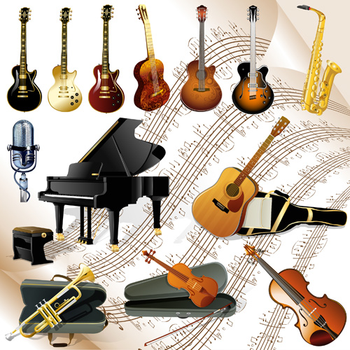 Vector set of musical Instruments graphics 03