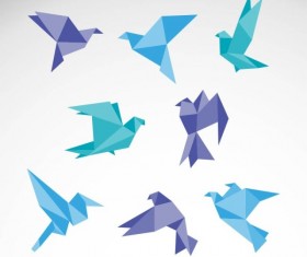 Vector set of origami birds graphics