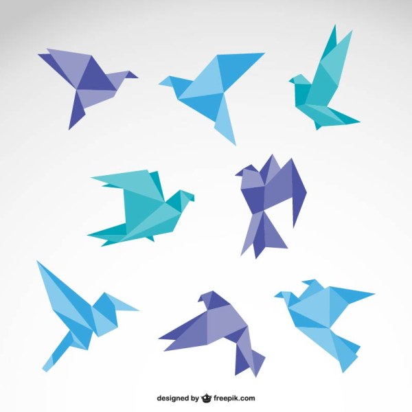 Vector set of origami birds graphics