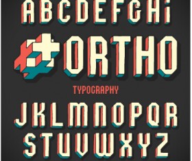 Vintage 3D alphabet vector material
