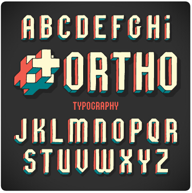 Vintage 3D alphabet vector material