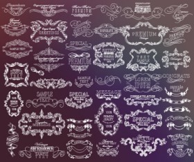 Vintage calligraphic ribbon with labels vector 03
