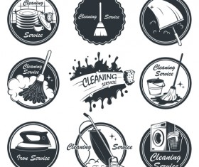 Vintage cleaning service labels vector 03