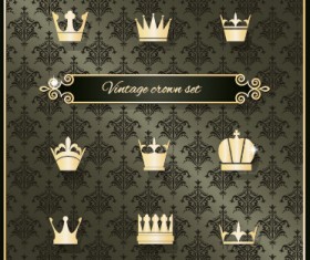Vintage crown vector material set