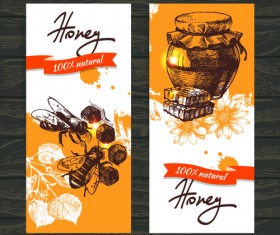 Vintage honey banner design vector 01
