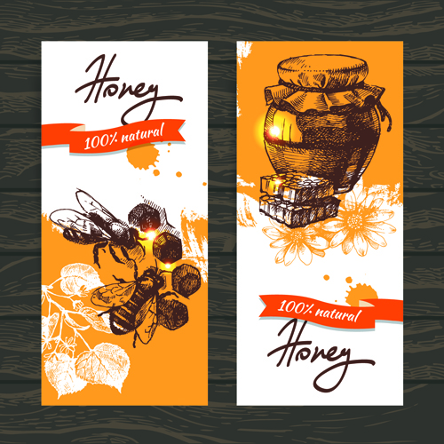 Vintage honey banner design vector 01