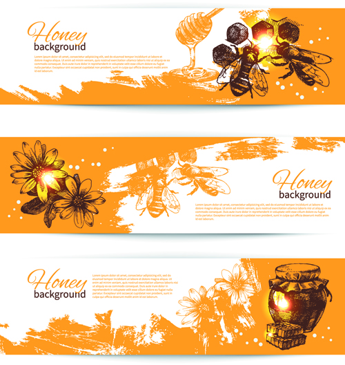 Vintage honey banner design vector 02