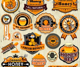 Vintage honey labels and badges vector