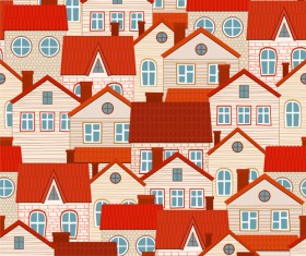 Vintage house seamless pattern vector 02