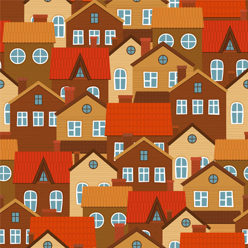Vintage house seamless pattern vector 03