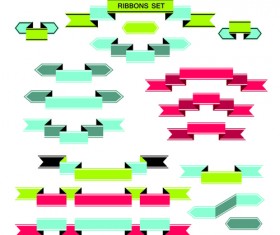 Vintage ribbon set vector material 02