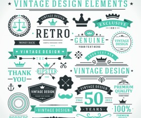 Vintage robbon banner with labels vector 01