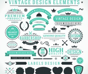 Vintage robbon banner with labels vector 02