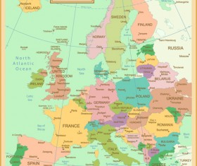 Vintage style political maps set vector 05