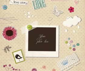 Vintage valentine photo frame background vector 02