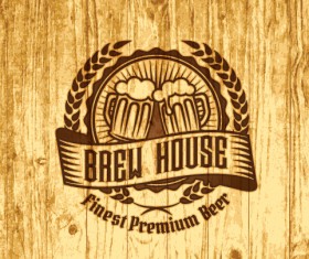 Vintage wooden beer labels vector 02