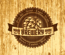 Vintage wooden beer labels vector 03