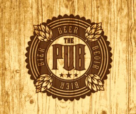 Vintage wooden beer labels vector 05