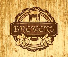 Vintage wooden beer labels vector 06