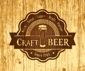 Vintage wooden beer labels vector 07