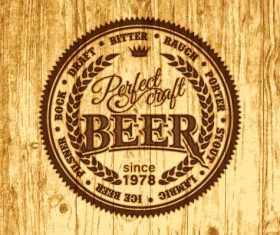 Vintage wooden beer labels vector 09