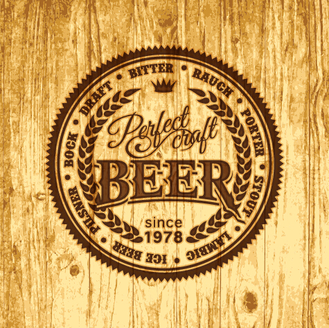 Download Vintage wooden beer labels vector 09 free download