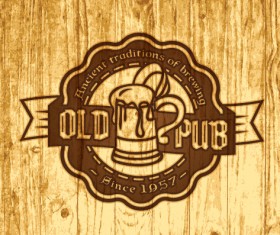 Vintage wooden beer labels vector 10