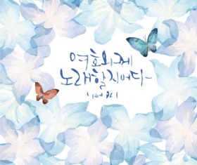 Watercolor flower with butterflies vector