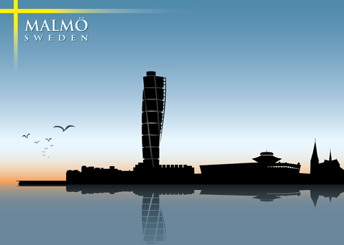 Waterfront city creative silhouette vector 02