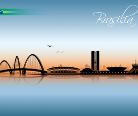 Waterfront city creative silhouette vector 03