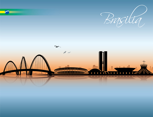 Waterfront city creative silhouette vector 03
