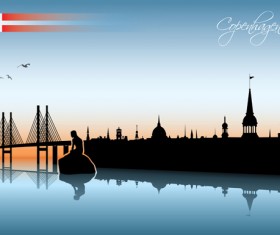 Waterfront city creative silhouette vector 04