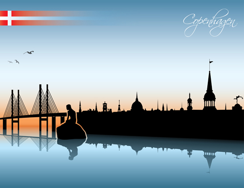 Waterfront city creative silhouette vector 04