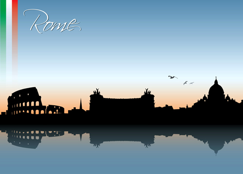 Waterfront city creative silhouette vector 05