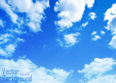 White clouds with blue sky vector background 01