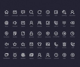 White outline system icons set